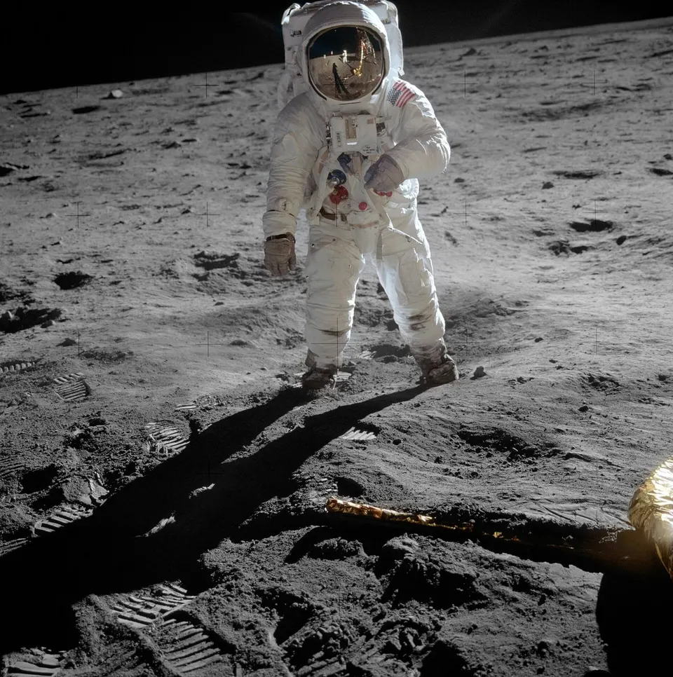 月面に立つバズ・オルドリン（1969年、NASA）