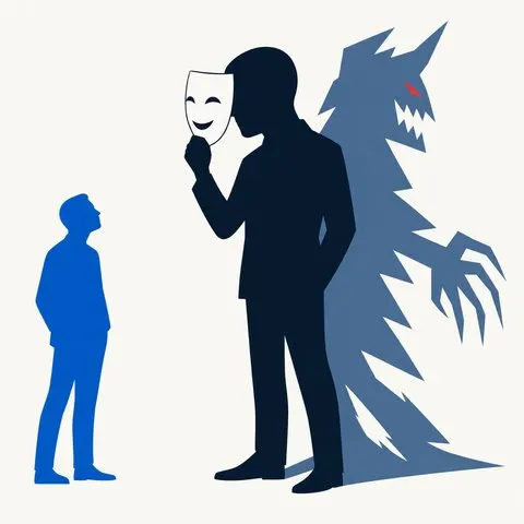 笑顔の仮面の後ろに別の顔があるイラスト