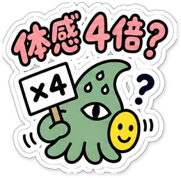 ミニショゴスのスタンプ「体感4倍?」