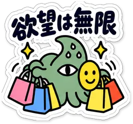 ミニショゴスのスタンプ「欲望は無限」