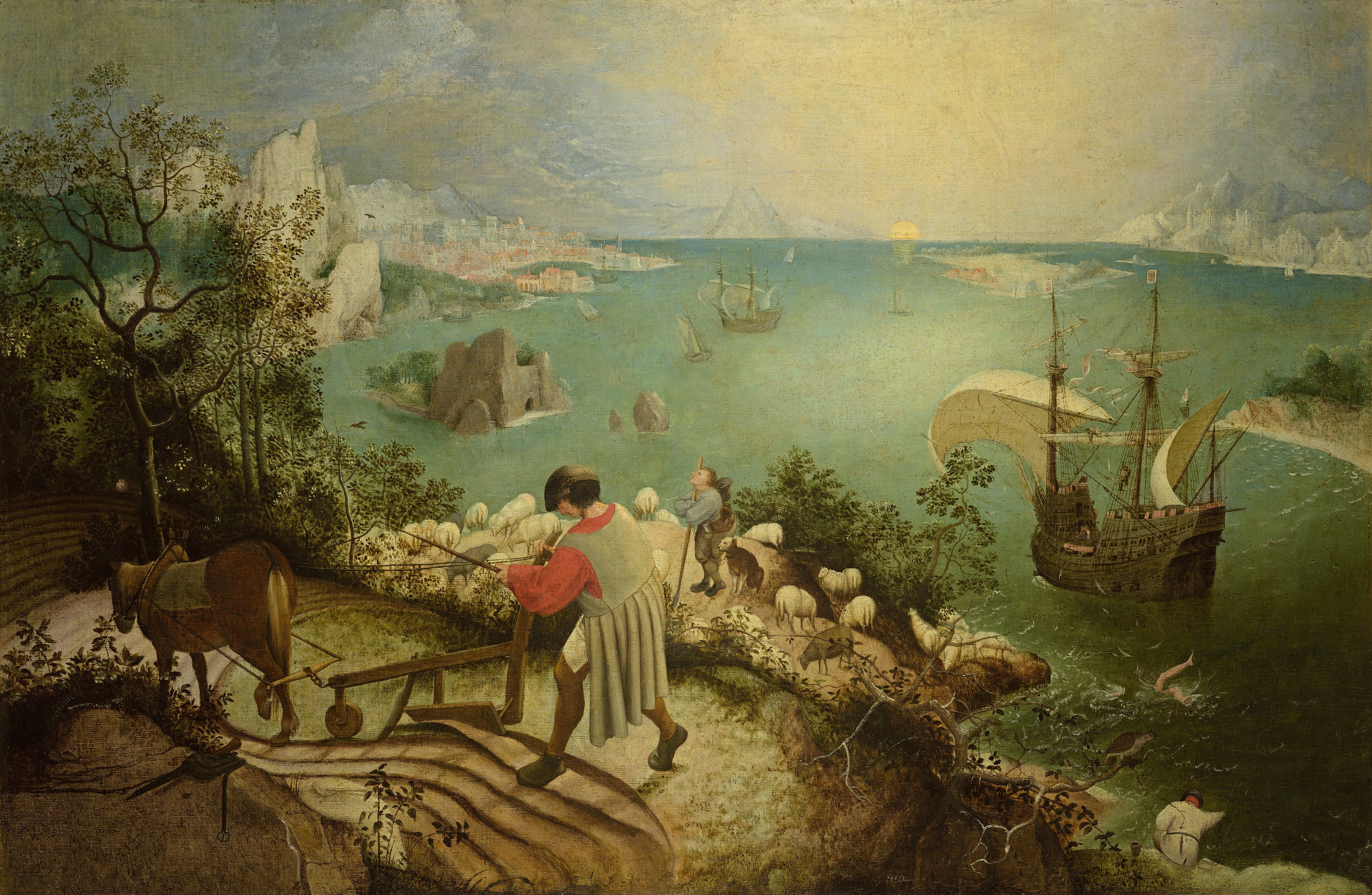ピーテル・ブリューゲル（Pieter Bruegel）の絵画『イカロスの墜落のある風景』